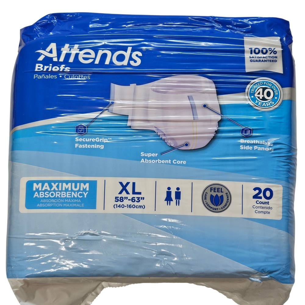 Attends Briefs Maximum Absorbency‎ Size XL 20 Count Adult Incontinence Underwear